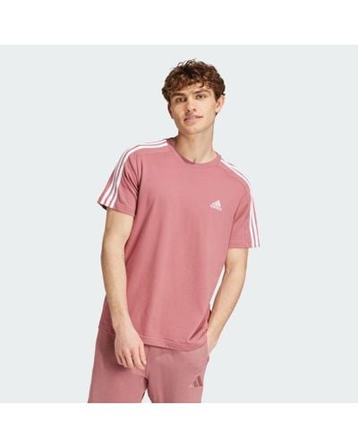 adidas Essentials Single Jersey 3-Stripes T-Shirt - Pink