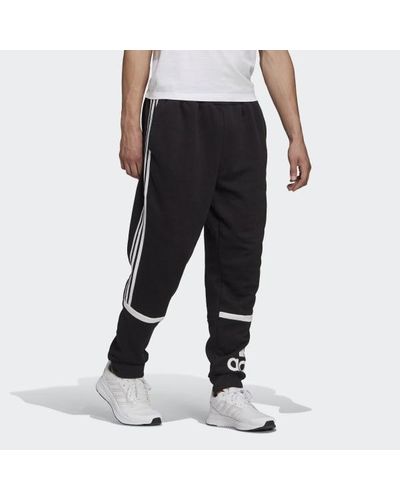 adidas Cotton Essentials Logo Colorblock Cuff Pants in Black for Men - Lyst