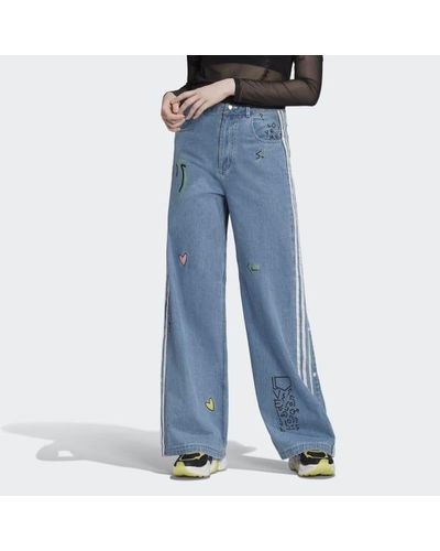 adidas Denim Track Pants in Blue - Lyst