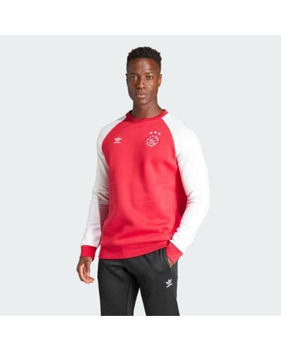 adidas Ajax Amsterdam Essentials Trefoil Crew Sweatshirt - Red