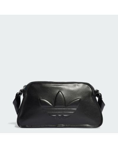 adidas Polyurethane Embossed Trefoil Shoulder Bag - Black