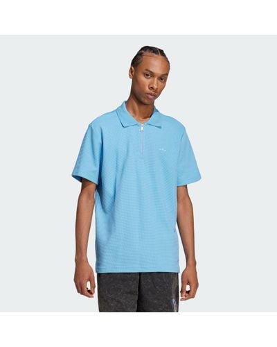 adidas Trefoil Essentials Waffle Polo Shirt - Blue