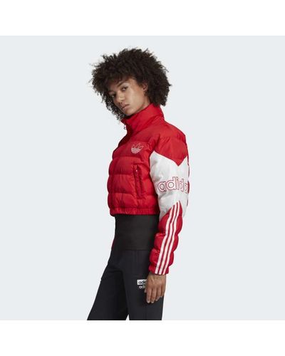 adidas cropped puffer jacket red