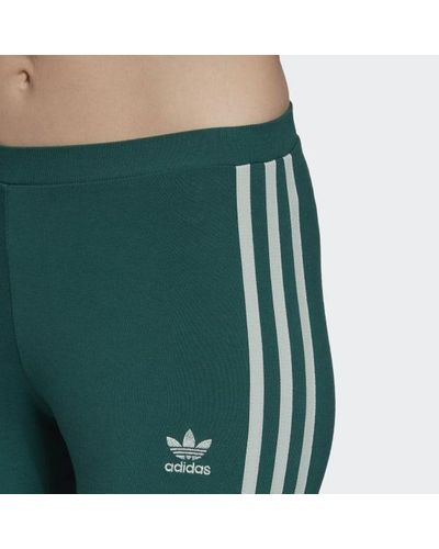 adidas Cotton 3-stripes Leggings in Green - Lyst