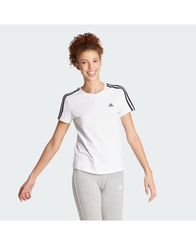 adidas Essentials Slim 3-stripes T-shirt - Wit