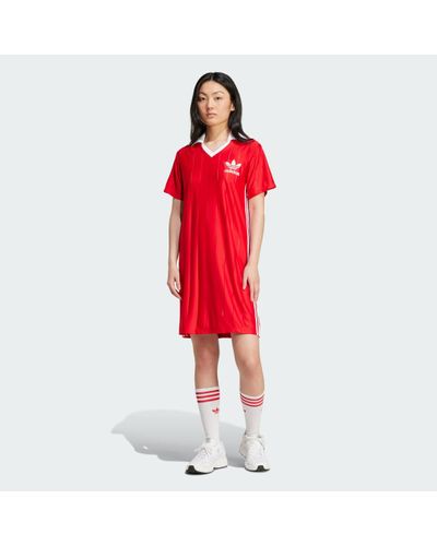 adidas Adicolor 3-Stripes Pinstripe Dress - Red