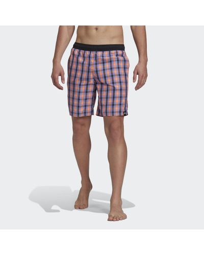 adidas Classic-length Check Swim Shorts - Pink