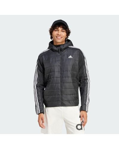 adidas Essentials 3-Stripes Insulated Hooded Hybrid Jacket - Black