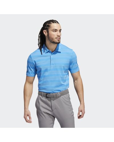 adidas Two-Color Striped Polo Shirt - Blue