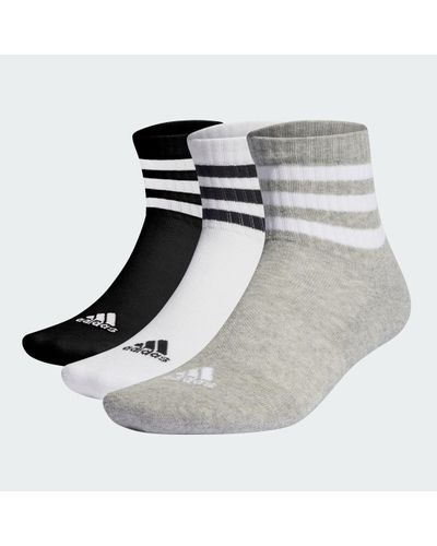 adidas 3-Stripes Cushioned Sportswear Mid-Cut Socks 3 Pairs - Metallic