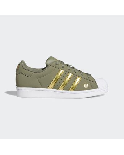 adidas Leather Superstar Shoes in Green - Lyst