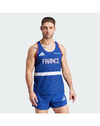 adidas Team France Athletisme Tank Top - Blue