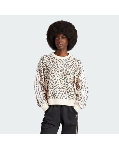 adidas Originals Leopard Luxe Trefoil Crew Sweatshirt - White