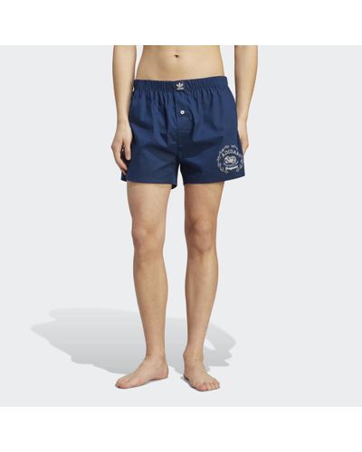 adidas Comfort Core Cotton Icon Woven Boxer Underwear 2 Pack - Blue