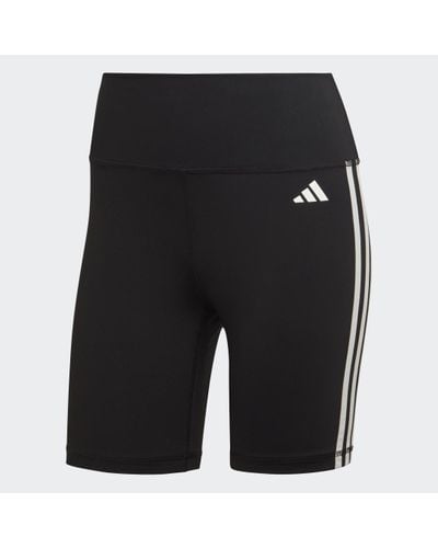 adidas Training Essentials 3-Stripes High-Waisted Short Leggings - Black