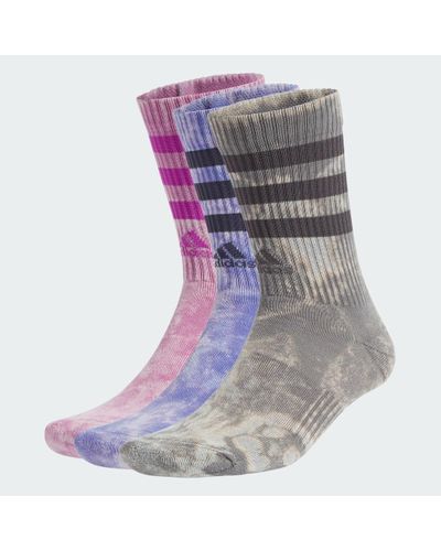 adidas 3-Stripes Stonewash Crew Socks 3 Pairs - Purple