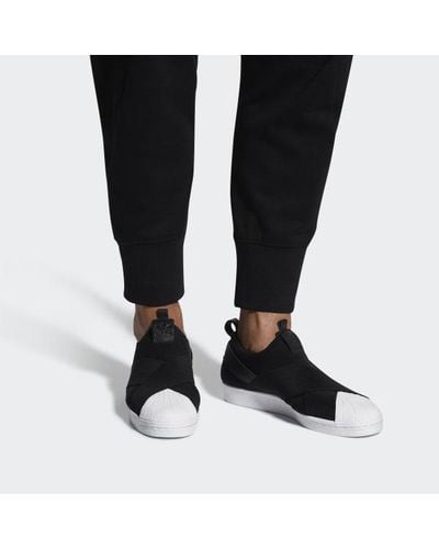 adidas Synthetic Superstar Slip-on Shoes in Black for Men - Lyst