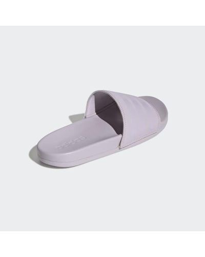 purple adilette slides