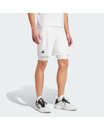 adidas Tennis Pro Aeroready Shorts And Inner Shorts Set - White