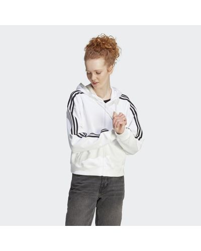 adidas Essentials 3-stripes French Terry Bomber Ritshoodie - Wit