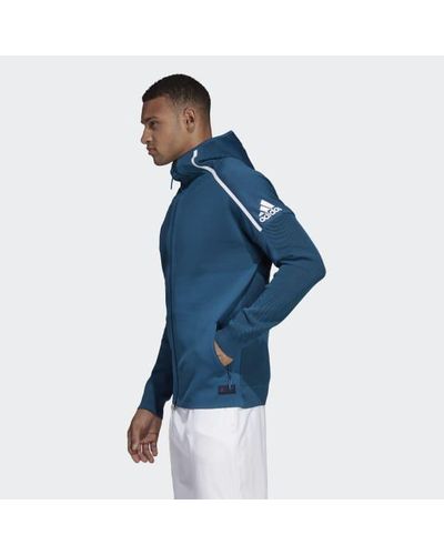 adidas Synthetic Z.n.e. Parley Primeknit Hoodie in Blue for Men - Lyst