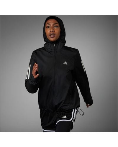 adidas Own The Run Hooded Running Windbreaker - Black