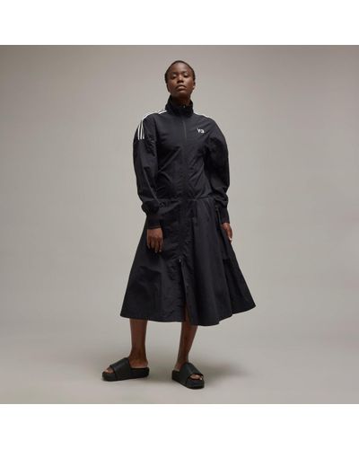 adidas Crinkle-Nylon Long Track-Top Dress - Black