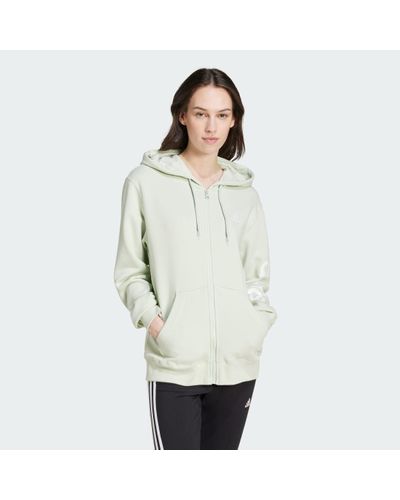 adidas Essentials Linear Full-Zip French Terry Hoodie - White