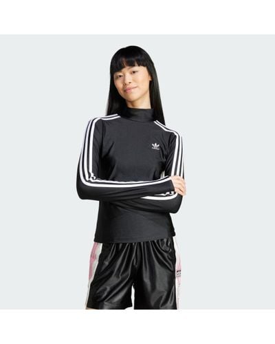 adidas Adicolor 3-Stripes Turtleneck Long Sleeve Long-Sleeve Top - Black