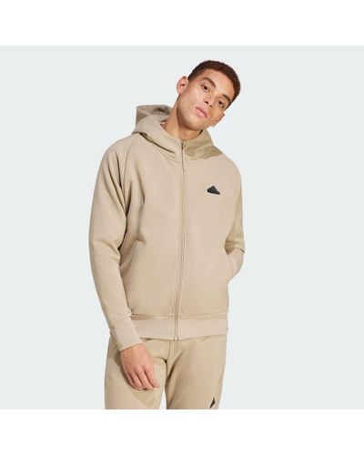 adidas Z.N.E. Winterized Full-Zip Hooded Track Jacket - Natural