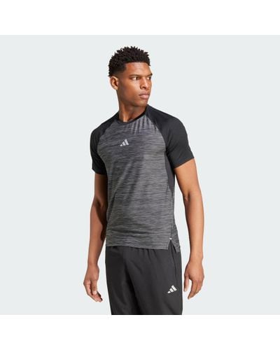 adidas Gym+ Training 3-Stripes T-Shirt - Grey