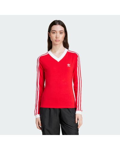 adidas V-Neck Long Sleeve Shirt - Red