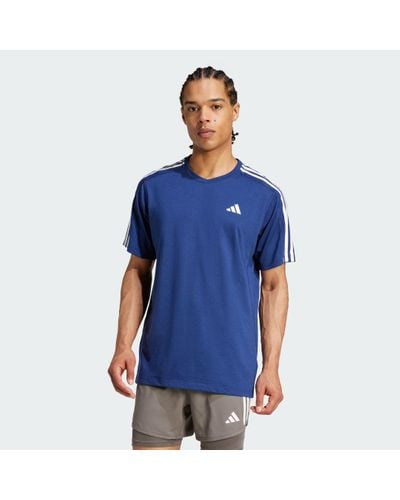 adidas Own The Run 3-Stripes T-Shirt - Blue