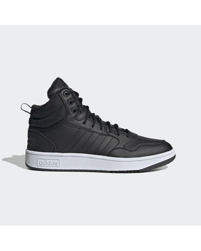 adidas Hoops 3.0 Mid Lifestyle Basketball Classic Fur Lining Winterized Shoes - Black