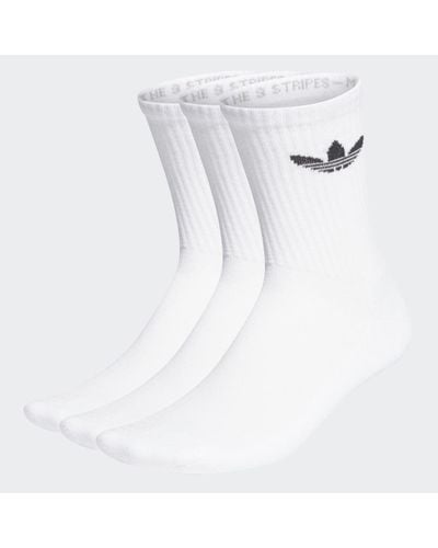 adidas Cushioned Trefoil Mid-Cut Crew Socks 3 Pairs - White
