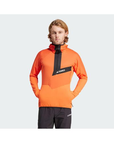 adidas Techrock Ultralight 1/2-Zip Hooded Fleece Jacket - Orange