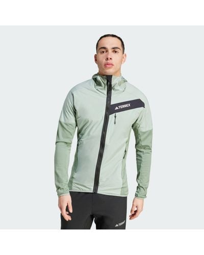 adidas Terrex Techrock Hooded Wind Fleece Jacket - Green
