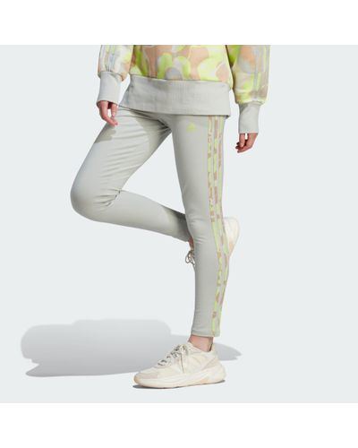 adidas Floral Graphic 3-Stripes Leggings - Grey