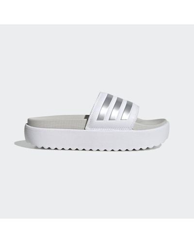 adidas Adilette Platform Slides - White