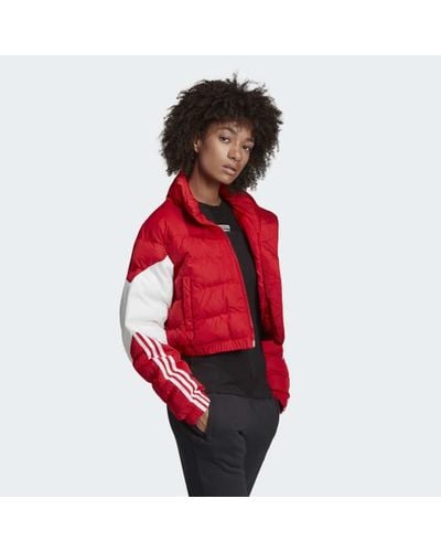 adidas cropped puffer jacket red
