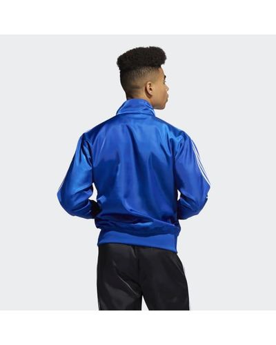 adidas Satin Firebird Track Top in Blue for Men - Lyst