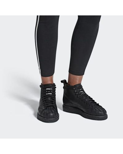 adidas Leather Superstar Luxe Boots in Black | Lyst