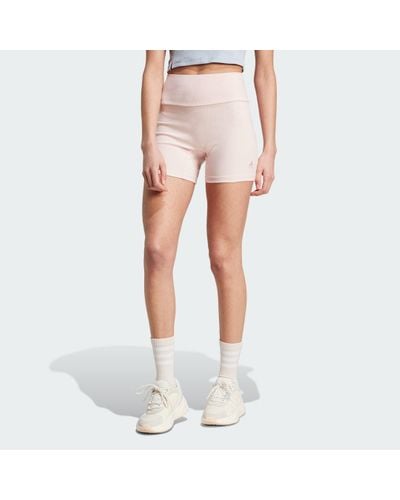 adidas Lounge Ribbed High-Waist Bike Shorts - Pink