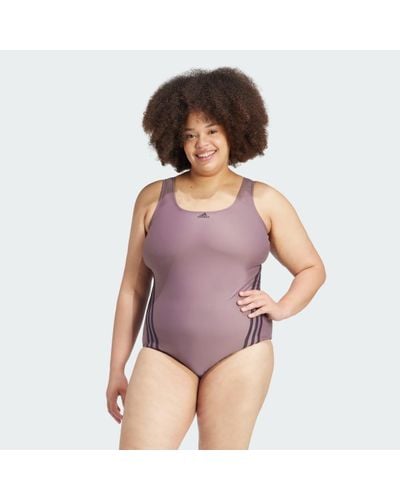 adidas 3-Stripes Swim Suit (Plus Size) - Purple