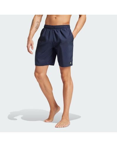 adidas Solid Clx Classic-Length Swim Shorts - Blue