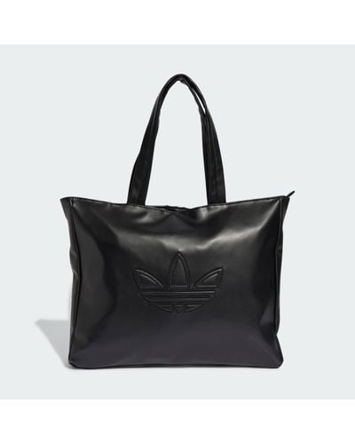 adidas Polyurethane Outline Trefoil Shopper Bag - Black