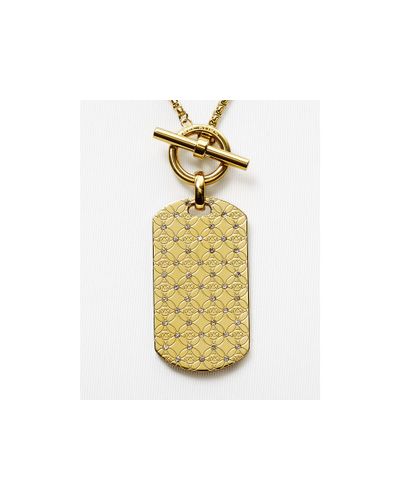 Michael Kors Monogram Dog Tag Pendant Necklace, 22" in Gold (Metallic) -  Lyst