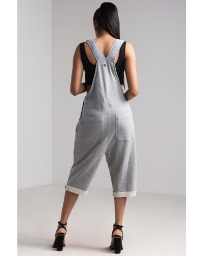 Champion Reverse Weave Terry Cotton Short Overalls in Gray - Lyst