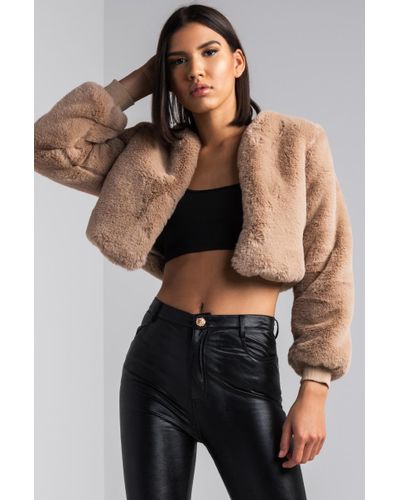 crop top fur jacket