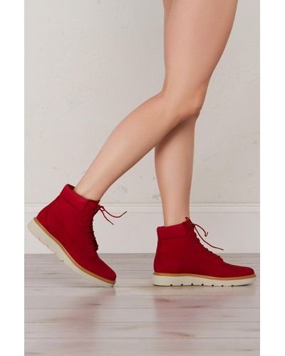 Timberland Leather Kenniston 6 Inch Boots in Red | Lyst